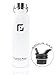 Glacier Point Vacuum Insulated Stainless Steel Water Bottle 25oz|17oz Double Walled Construction Premium Powder Coat Two Lids (White, 25 OZ)