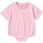 Merqwadd Baby Boy Girl Bubble Romper Infant Oversize Plain Crewneck T-Shirt Bodysuit Tops
