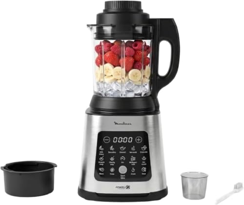 Moulinex Heated blender, 1400 W, 10 automatic programs, removable blades, deep cleaning function, steam basket, Perfectmix Cook LM83SD10, metal
