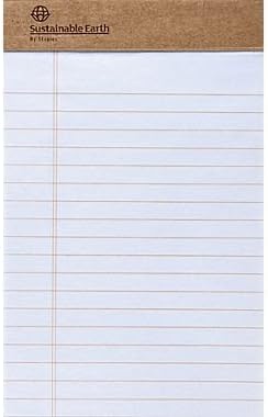 Sustainable Earth By Staples 5" x 8", White, Perforated Notepads, Wide Ruled, 12/Pack