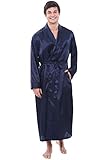 Del Rossa Men's Long Lightweight Satin Bathrobe Robe