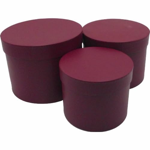 INERRA Flower Hat Boxes Florist Box Vase - Set of 3 (Burgundy)