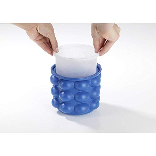 GOURMETmaxx 01315 Eiswürfelbehälter 3in1 blau Eisbehälter mit Silikon-Deckel | große Eiswürfel-Form | Eisformen leicht… – Bild 3