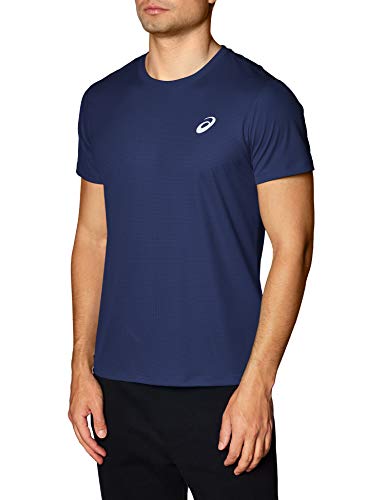 Camiseta de correr de manga corta plateada para hombre ASICS