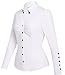 MISS MOLY Women's White Point Collar Casual Ruffled Chest T-Shirts Blouses Work Home Date Long Sleeve Tee Tops Shirts M Size