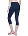 BALEAF Women's Yoga Capri Pants Workout Running Cropped Legging with Inner Pocket Non See Through Dark Blue Size M