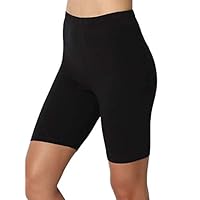 GLVSZ Women Thigh Stretch Leggings Span High Waist Yoga Active Bermuda Shorts(Black,L)