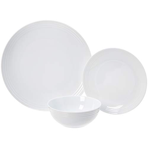 Amazon Basics 18Piece Kitchen Dinnerware Set, Plates, Dishes, Bowls