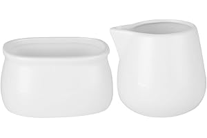 Ciieeo Ceramic Milk Pitcher and Sugar Bowl Set Small Handleless Creamer and Egg-Shaped Sugar Container for