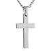 Aienid Mens Cross Necklace Silver Women Stainless Steel Pendant Necklace Long Chain for Men 24 Inches