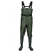TIDEWE Bootfoot Chest Wader, 2-Ply Nylon/PVC Waterproof Fishing & Hunting Waders with Boot Hanger for Men and Women Green Size 8