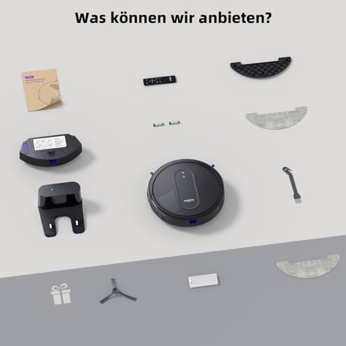 MONSGA Robot Vacuum Cleaner with Mop Function 4000 PA, Suction and Mop Robot 3 in 1.140 min Running Time, 2 Brushes, Vacuum Cleaner Robot with Car Carpet Boost for Pet Hair, Carpet Floors, App Control