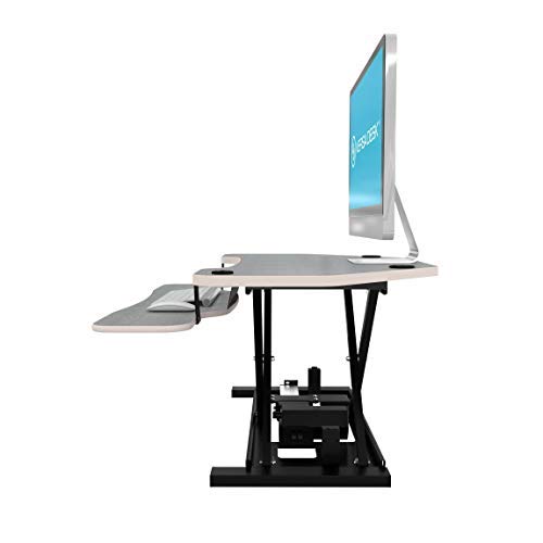 VersaDesk Power Pro Corner - 36" Electric Height-Adjustable Standing Desk - Sit to Stand Desktop with Keyboard and Mouse Tray - Gray - Thumbnail 5
