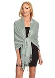 Simlu Wrap Scarf Pashmina Shawls and Wraps, Silky Wedding Scarf Stole for Women One Size Silver