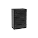 BOWERY HILL Contemporary Sturdy 5 Drawer Chest in Black Wood Grain