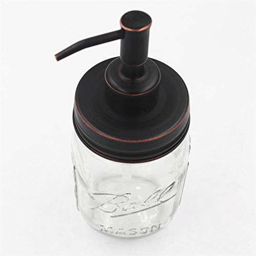 2-Pack Mason Jar Soap Dispenser Lid, Oil Rubbed Bronze Rust Proof Stainless Steel Lotion Dispenser Lid for Regular Mouth Mason Jar, Bathroom Accessories - Jar Not Included - Thumbnail 4