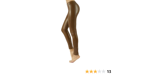 LEGGINGS EFECTO PIEL, MALLAS DE CUERO MARRÓN | S, M, L, XL | MADE IN ITALY  (Marrón, S): Amazon.es: Ropa