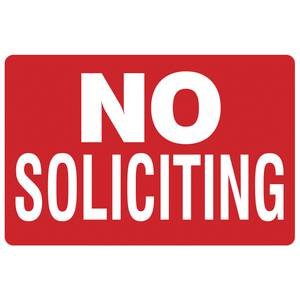 Plastic"No Soliciting" Policy Sign