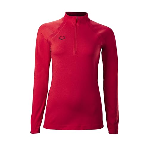 EvoShield Women's Lightweight 1/4 Zip | Baseball/Softball | Scarlet Red | XL -…