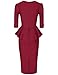 MUXXN Women's 50s 3/4 Sleeve Peplum Business Pencil Dress