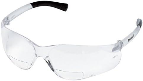 Crews BKH25 BearKat Magnifier Polycarbonate 2.5 Diopter Clear Lens Safety Glasses with Non-Slip Hybrid Black Temple Sleeve