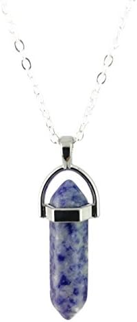 Dastan Hexagonal Healing Gemstone Pointed Reiki Chakra Pendant Chain Necklace