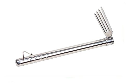 C&L Garden Rake Stainless Steel Hand Tools 15 Inch Gardening Cultivator Weeding - Thumbnail 2