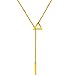 Y-blue Women Lady Golden Necklaces Bohemia Triangular and Cylindrical Pendant 18K Gold Plated Tassels Choker Collar Chian