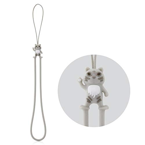 Multi-Purpose Hand Wrist Strap with Cute Cartoon Phone Charm Elastic Silicone Lanyard Bracelet for Cell Phone iPhone Case ID Holder Name Badge Keys Keychain USB Flash Drive - White Tiger - Thumbnail 5