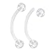 Bioplast curved barbells eyebrow rings 16 gauge tragus piercing earrings 16g (1.2mm), 3/8