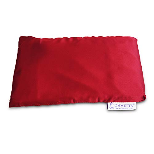 OMMETTA Yoga Eye Pillows with Hot & Cold Lavender Aromatherapy for Migraine, Stress Relief, Meditation, Sleep | Removable Cover & Machine Washable (Red)