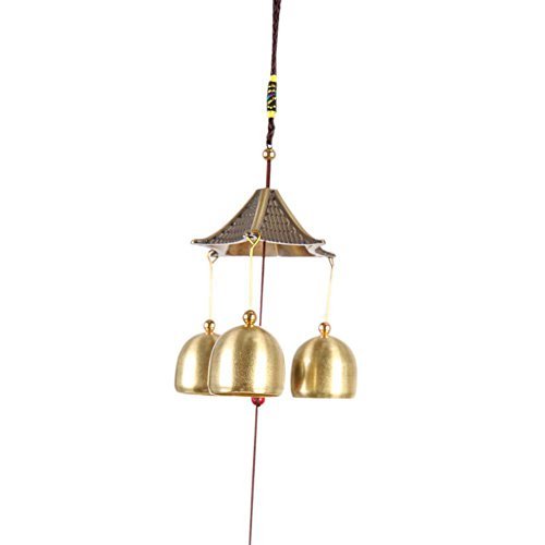 Patgoal Antique Copper 3 Bells Lucky Wind Chimes Outdoor Home Decoration