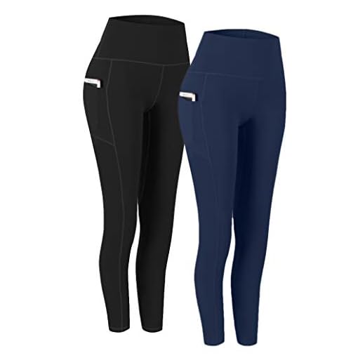 Fengbay 2 Pack High Waist Yoga Pants, Pocket Yoga Pants Tummy Control Workout Running 4 Way Stretch Yoga Leggings