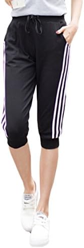 Yisqzjzj The Popular Women's Casual Drawstring Cuffed Cropped Pants Capri Joggers Style 1-BlackLarge Shipping from USA about 2-3 days