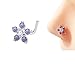 20g Sterling Silver L Shaped 6mm cz Flower Nose Bone Stud Rings