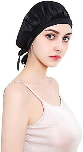 HINATAA 100% Mulberry Silk Night Sleep Cap，Sleeping Cap for Women Head Cover Bonnet for Hair Beauty with Elastic Band for Sleep, Hair Loss, Hair Protection