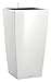 Lechuza CUBICO 22 Self Watering Planter Garden Flower Plant Pot Indoor/Outdoor Table Planter with Drainage Hole and Plant Substrate Poly Resin H41 L22 W22 cm White High-Gloss