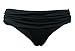 COCOSHIP Black Women's Solids Island Goddess Bikini Bottom Shirred Waisted Bikini Brief Swimsuit 10(FBA)