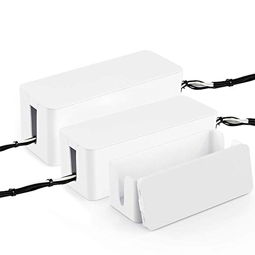 ShellKingdom Cable Management Box, 3 set Cable Organizer For Cable and Cord Management, Storage and Holder to Cover and Hide & Power Strips & Cords(White)