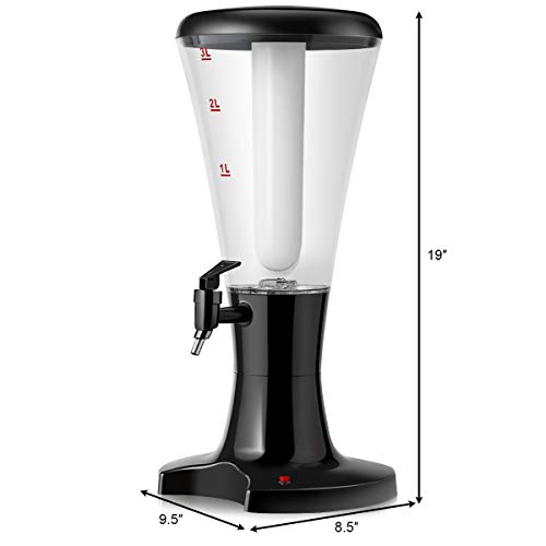 Goplus Beer Tower Dispenser 3L Cold Draft Beer Tower Beverage Dispenser with LED Lights & Removable Ice Tube, Perfect for Parties Home Bar Use - Thumbnail 6