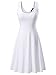 FENSACE Womens Sleeveless Scoop Neck Summer Beach Midi A Line Tank Dress, White, Large