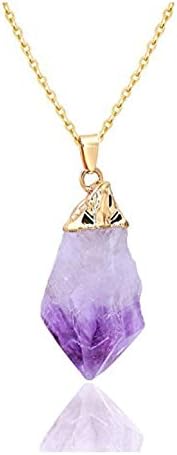 Amethyst Gemstone Necklace 18 inch Free Form Healing Crystals Chakra Stone Jewelry Women Girls Birthday Mother's Gifts