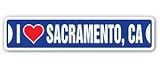I LOVE SACRAMENTO, CALIFORNIA Custom Street Signs - Sticker Graphic - Sticker for windows, cars, trucks, tool boxes, laptops, MacBook