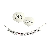 Just Married Banner & Wedding Balloons - Jumbo Mr & Mrs Balloon Set - Reception Sign Garland Photo Props - Decor Signs Bridal Decorations Supplies by Jolly Jon ®