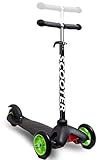 OxGord Scooter for Kids - Deluxe Aluminum 3 Wheel Glider with Kick n Go, Lean 2 Turn, Step 4 Break - Black