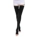 DOTASI 23-32mmhg Compression Thigh High Open-Toe Socks Graduated Support Prevent Varicose Veins Stocking Silicone Anti-Slip (Black-XXL)