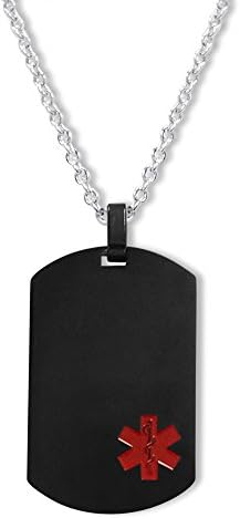 Free Engraving- Stainless Steel Polished Medical Alert ID Tag Identification Necklace Pendant With Chain - MEDI.D 15