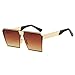 JOJO'S SECRET Oversized Square Sunglasses Metal Frame Flat Top Sunglasses JS009 (Gold/Transparent Red+Gold/Pink, 2.48)