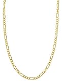 Men's 14K Gold Plated 1.7mm 4 Gauge Figaro Chain Link Necklace Sterling Silver Italian 20 inch