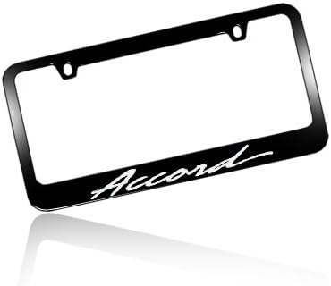 Honda Accord Script Black Metal License Plate Frame